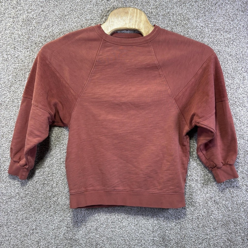 Madewell MWL Sweatshirt Womens XS Red Terry Crewneck Raglan Pullover Casual